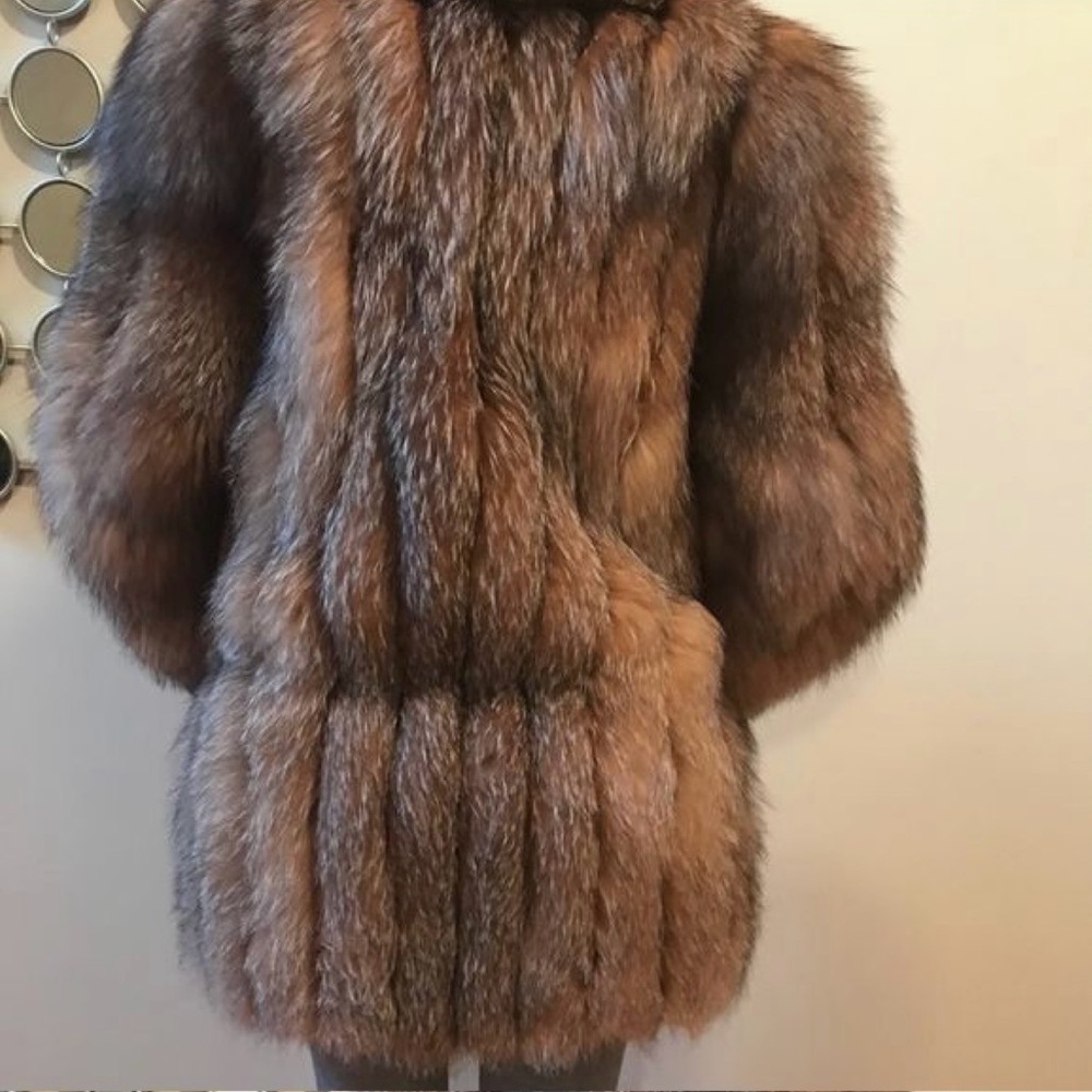 100% Full Crystal Fox Stroller FUR Coat Unisex Asking $3,000 Or o.b.o